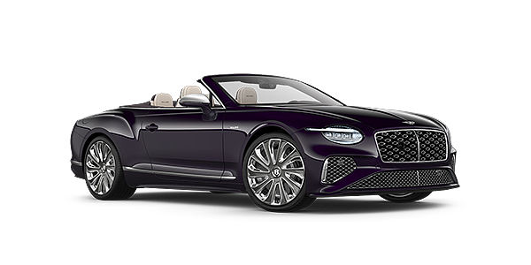 Bentley Hefei Bentley New Continental GTC Mulliner convertible front three quarter view in Damson paint with 22 inch Mulliner painted and polished wheel