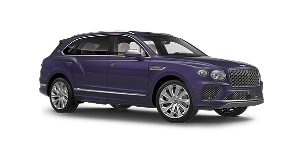 Bentley Hefei Bentayga Extended Wheelbase Mulliner luxury SUV front three quarter in Tanzanite Purple paint